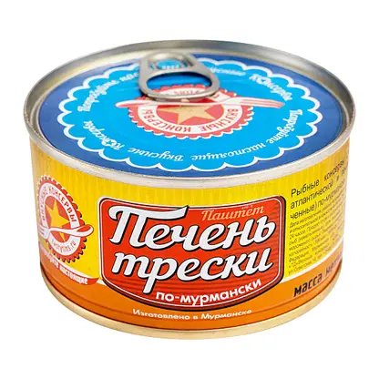 Изображение товара Печень трески Вкусные консервы По-мурмански 185г