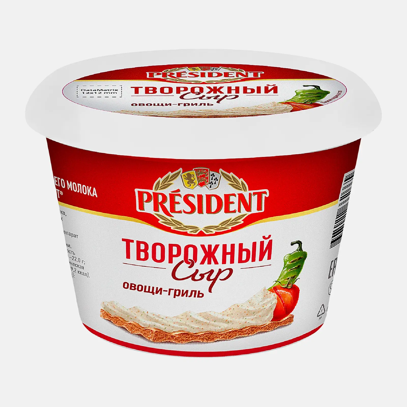 Изображение товара Сыр творожный President с овощами гриль 54%, 140г