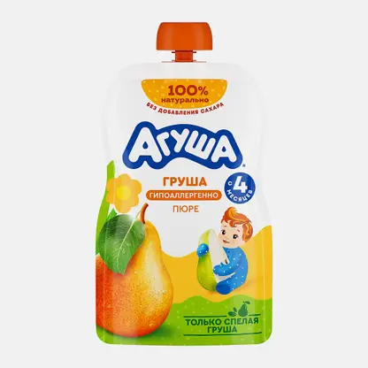 Детское фруктовое пюре Агуша Груша с 4 месяцев 90г