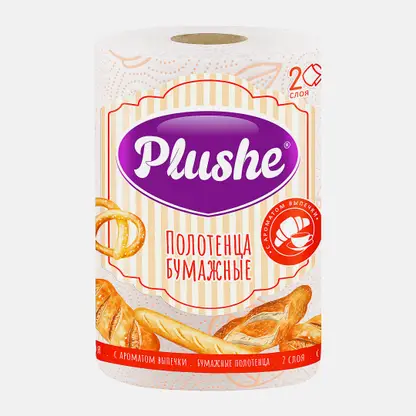 Полотенце бумажное двухслойное аромат выпечки Plushe 1 рулон 30м