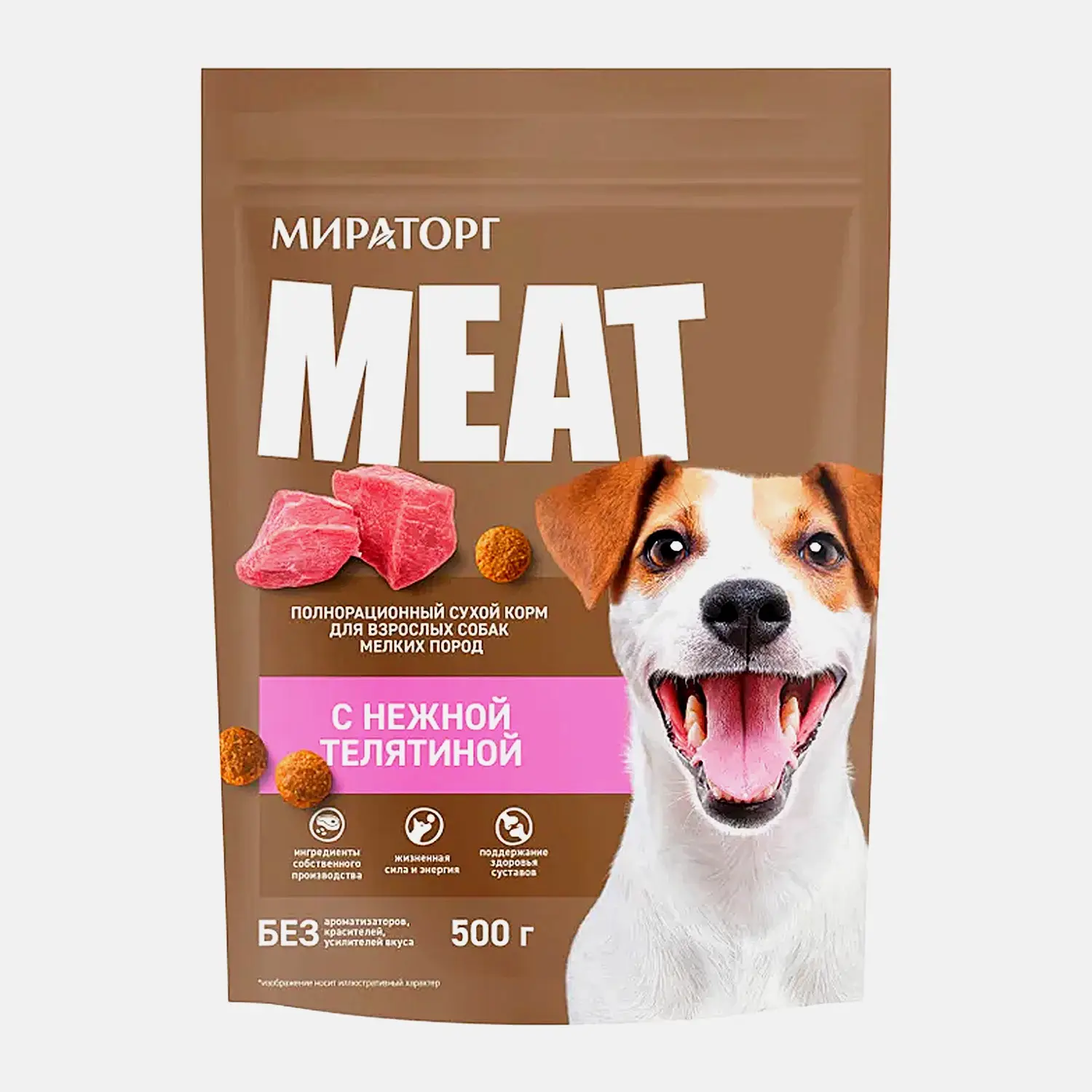 Сухой корм для взрослых собак малых пород Мираторг Meat с нежной телятиной 500г Сухой корм для взрослых собак малых пород Мираторг Meat с нежной телятиной 500г