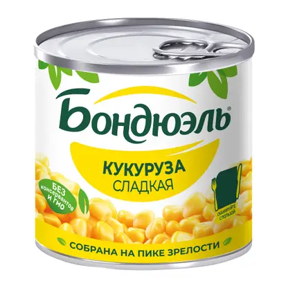 Изображение товара Кукуруза Бондюэль 170г сладкая натуральная в жестяной банке