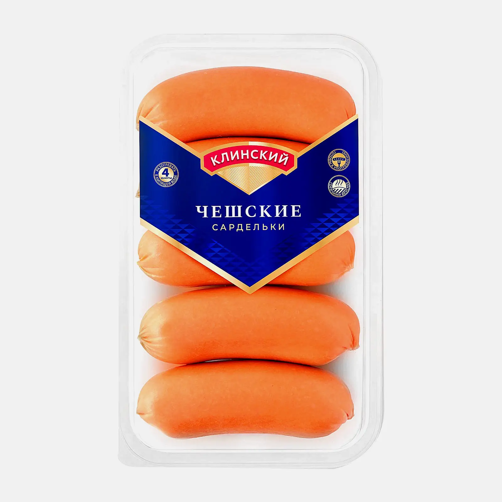 Изображение товара Чешские вареные сардельки Клинский 450 г из свинины говядины и курицы