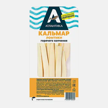 Кальмар Атлантика тихоокеанский горячего копчения филе-ломтики 80г