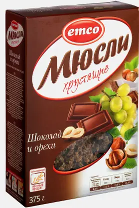 Мюсли Emco хрустящие с шоколадом и орехами 375г