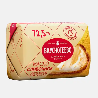 Масло сливочное Крестьянское Вкуснотеево 72.5% 180г