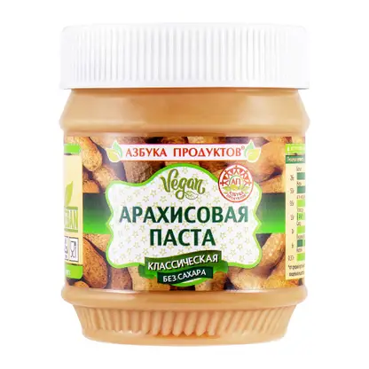 Изображение товара Арахисовая паста Классическая без сахара Азбука продуктов 340г
