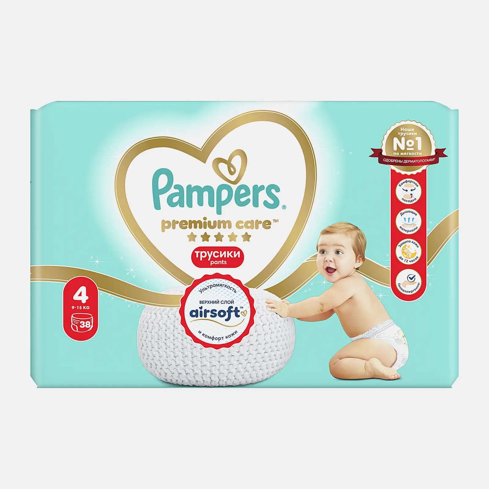 Подгузники-трусики Pampers Premium Care Pants р.4 9-15кг 38шт - фото 3