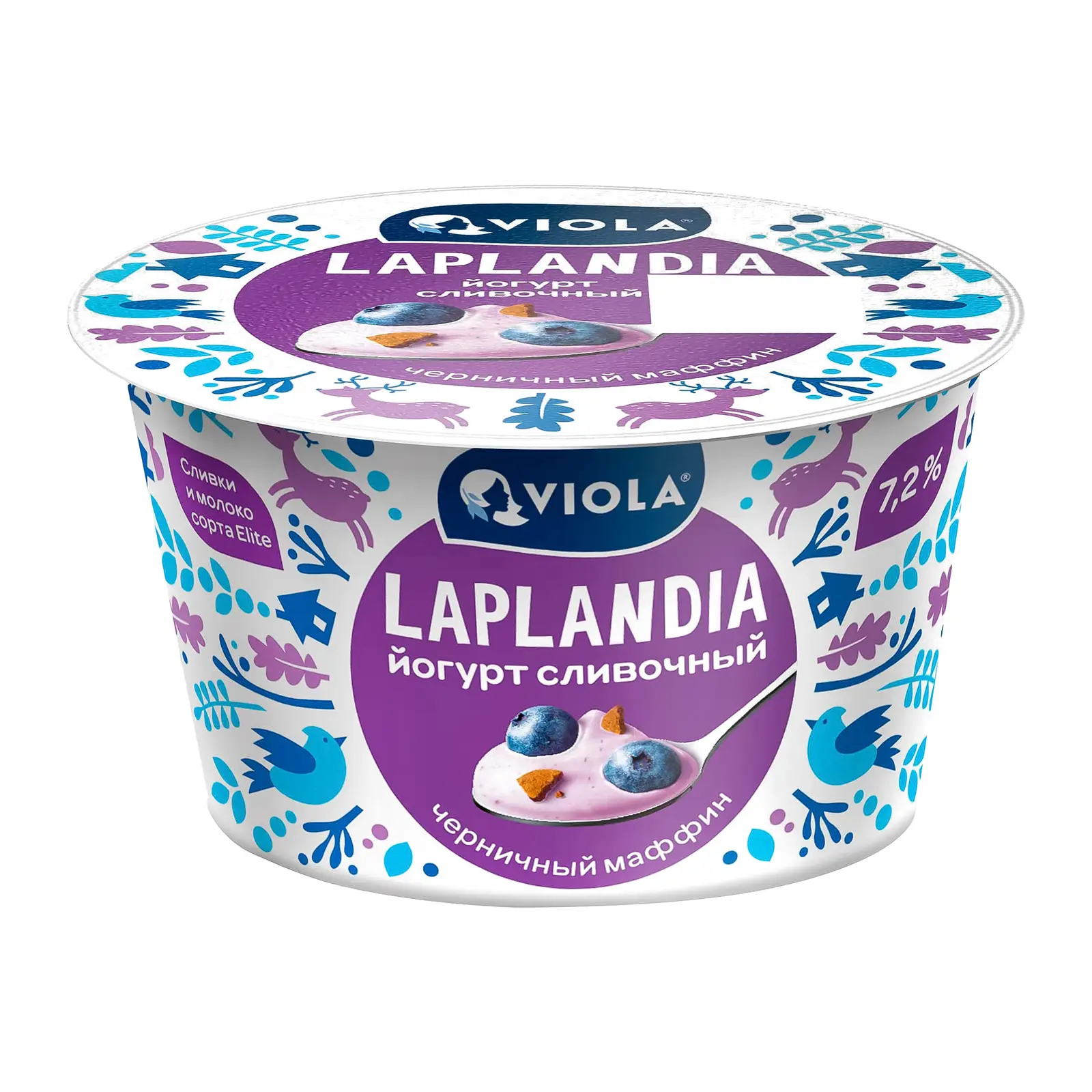 Изображение товара Йогурт Viola Laplandia Черничный маффин 7.2% 180г