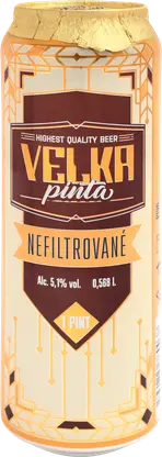 Пиво Velka Pinta Nefiltrovane светлое нефильтрованное 5.1% 568мл