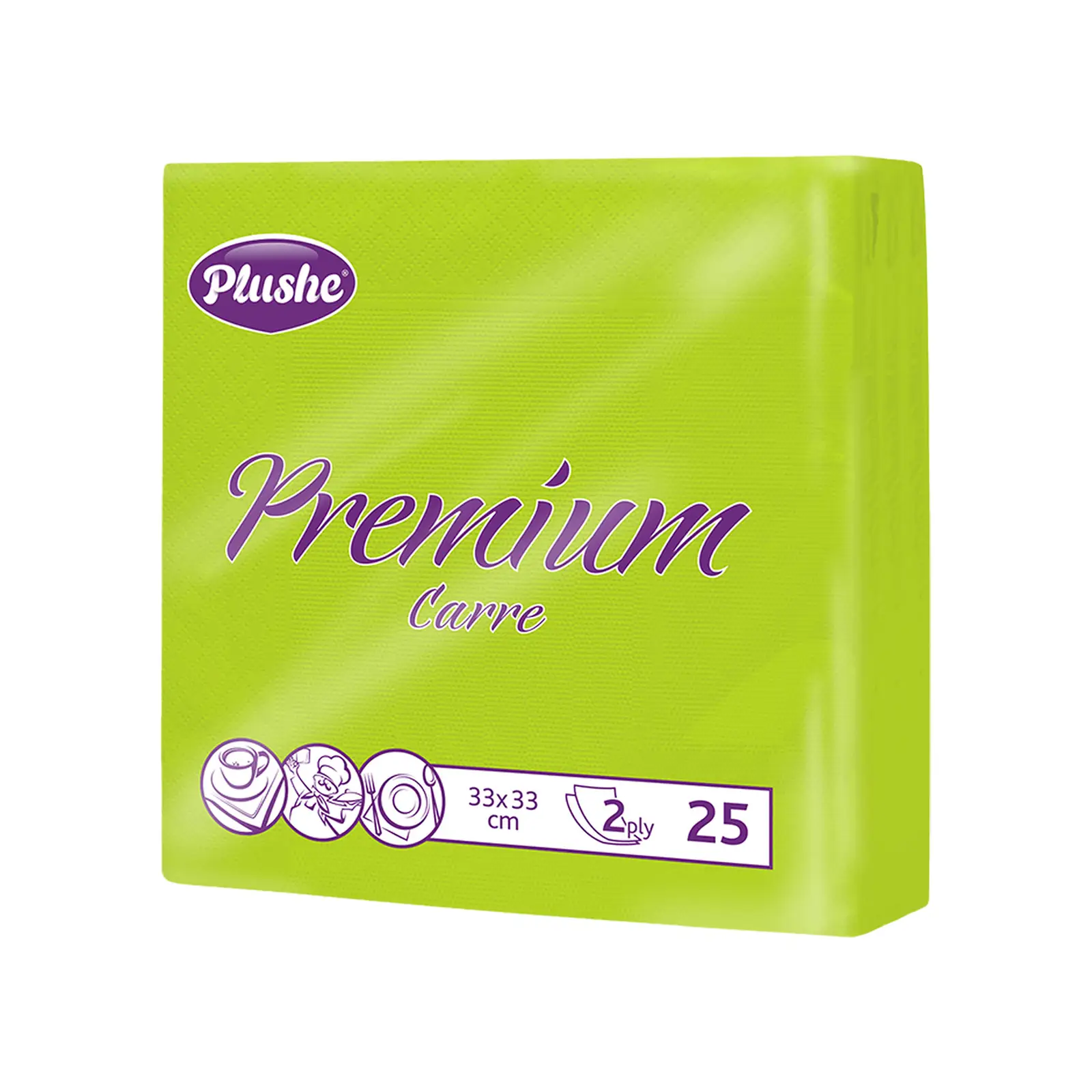 Салфетки бумажные Plushe Premium 2 слоя 33*33см 25 листов