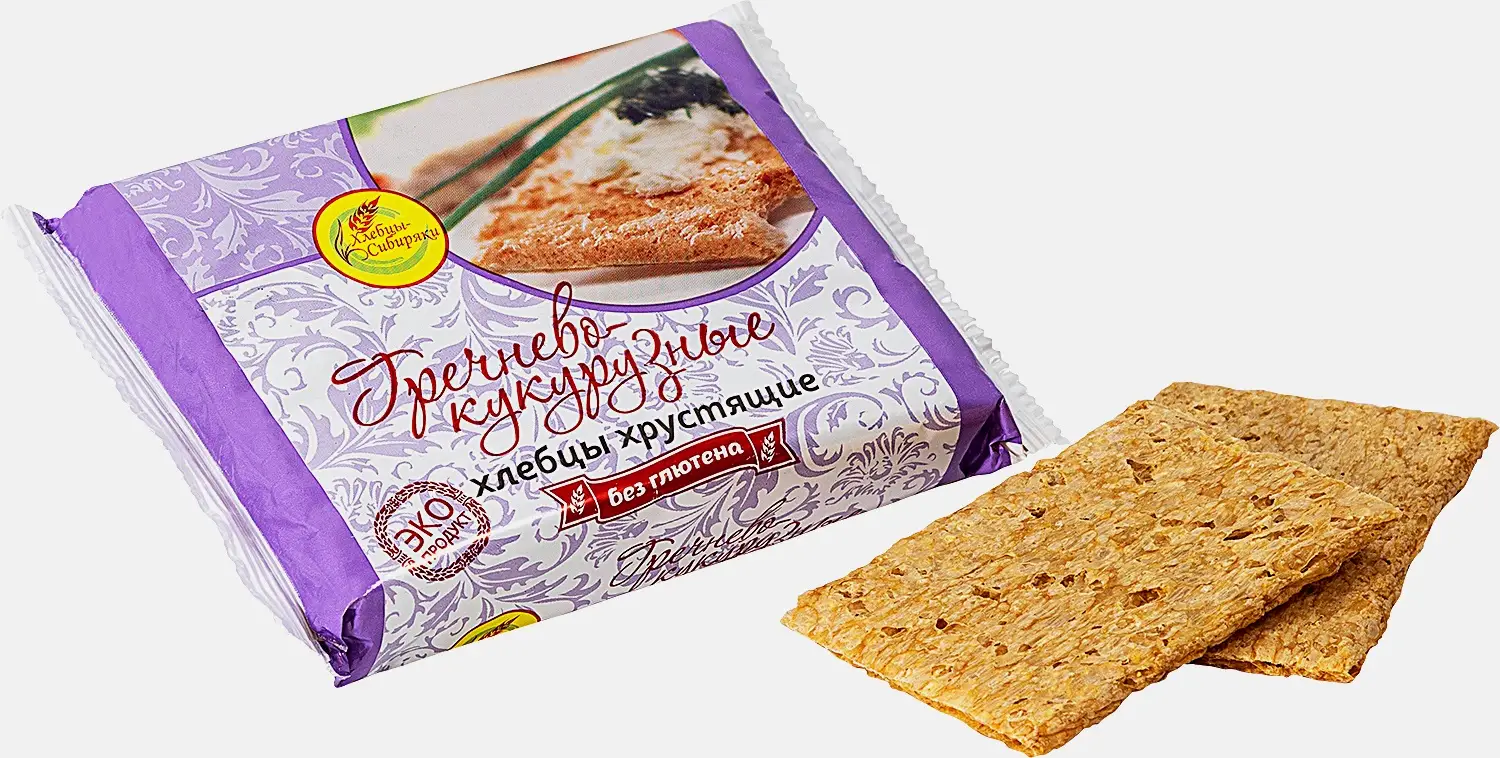 Хлебцы гречнево-кукурузные без глютена Хлебцы-Сибиряки 60г Хлебцы гречнево-кукурузные без глютена Хлебцы-Сибиряки 60г