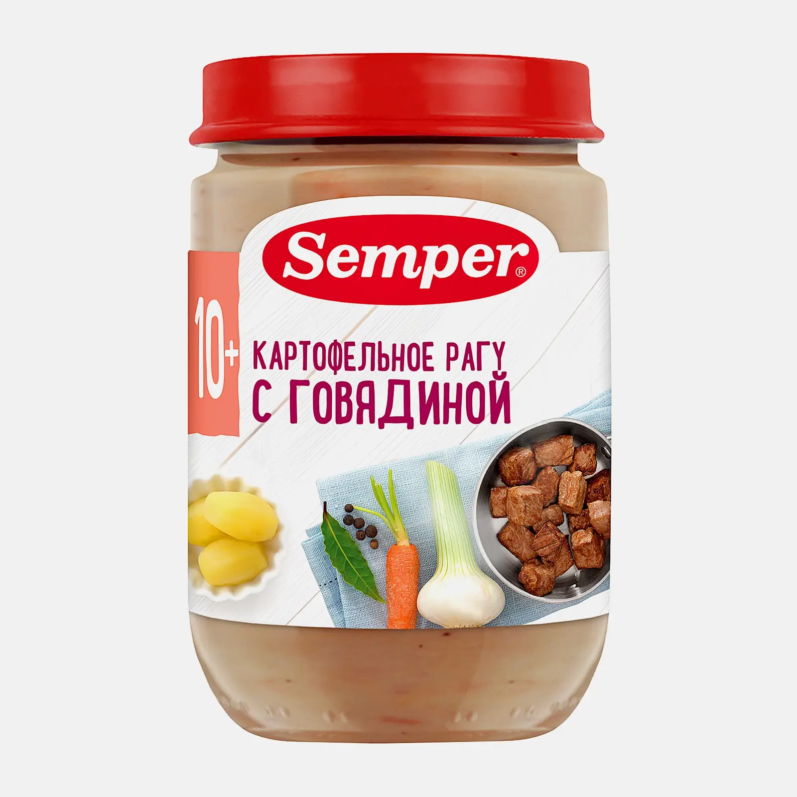 Пюре картофельное и рагу с говядиной Semper с 10месяцев 190г