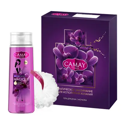 Изображение товара Подарочный набор Camay Magique гель для душа 250мл и мочалка для женщин