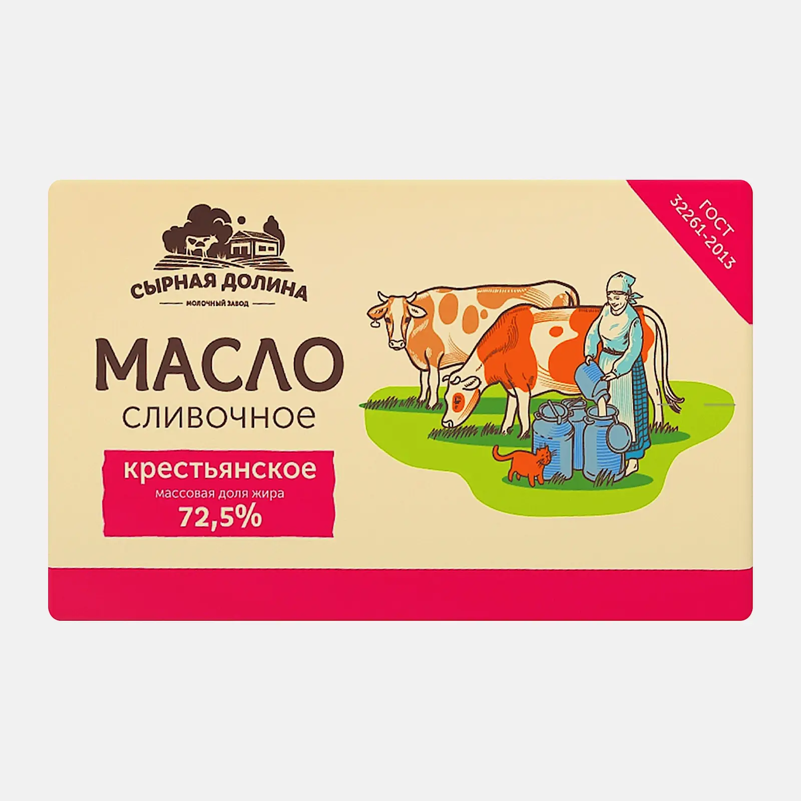 Изображение товара Масло сливочное Крестьянское 72.5% 100г Сырная Долина