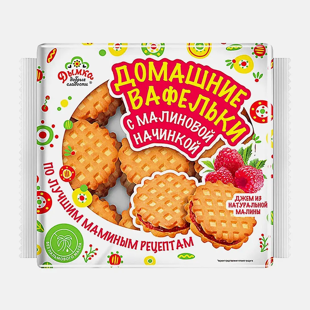 Печенье сдобное Домашнее вафельки с малиной Дымка 460г Печенье сдобное Домашнее вафельки с малиной Дымка 460г