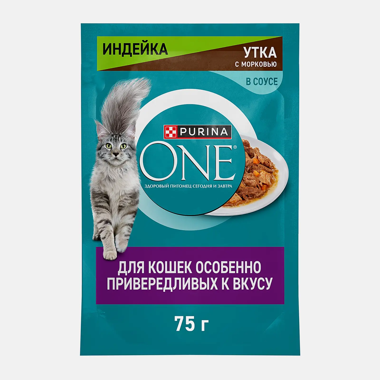Изображение товара Влажный корм для кошек Purina One индейка утка с морковью 75г