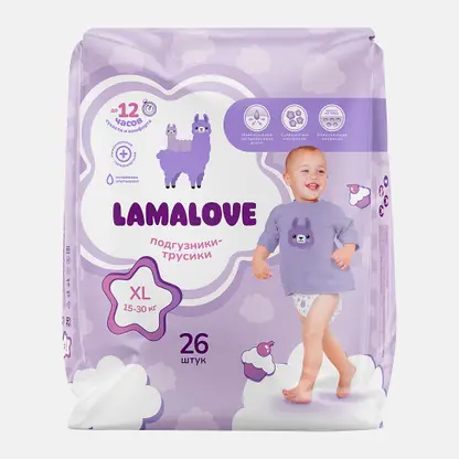 Подгузники-трусики детские Lamalove р.XL 15-30кг 26шт