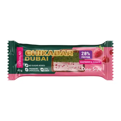 Изображение товара Протеиновый батончик со вкусом малины и фисташки с хрустящим тестом Chikalab 45г