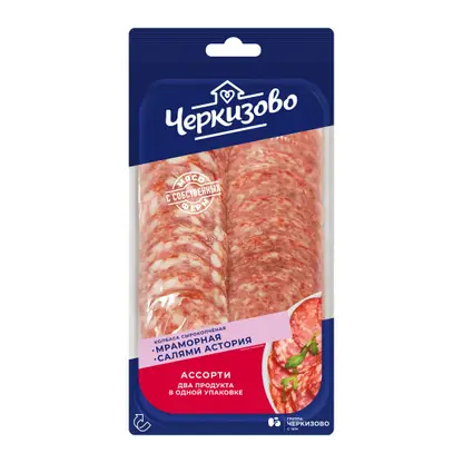 Изображение товара Колбаса Черкизово Мраморная и салям сырокопченая нарезка 85г