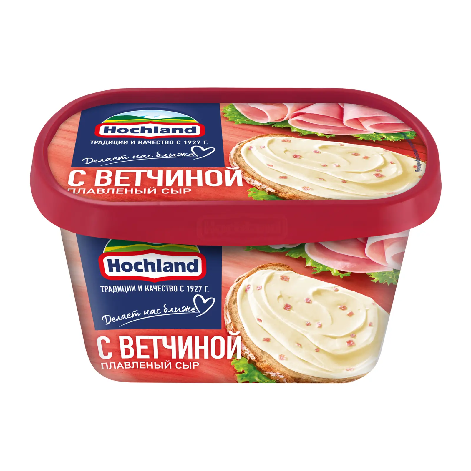 Изображение товара Плавленый сыр Hochland с ветчиной 55% 400г натуральная ветчина