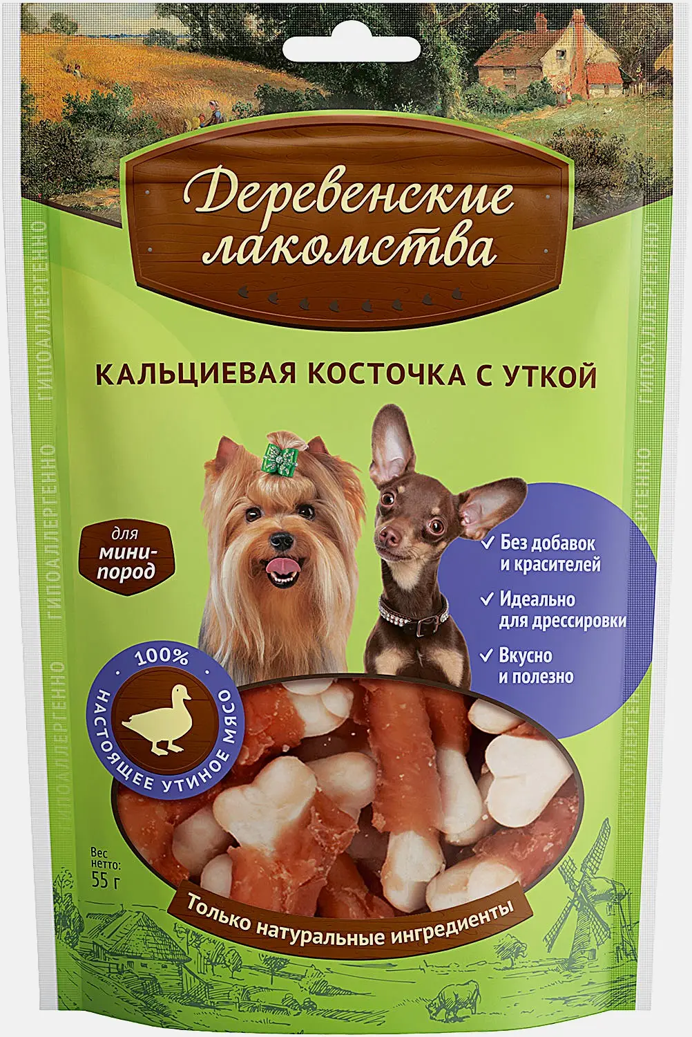 Кальциевая косточка для собак с уткой Деревенские Лакомства 55г
