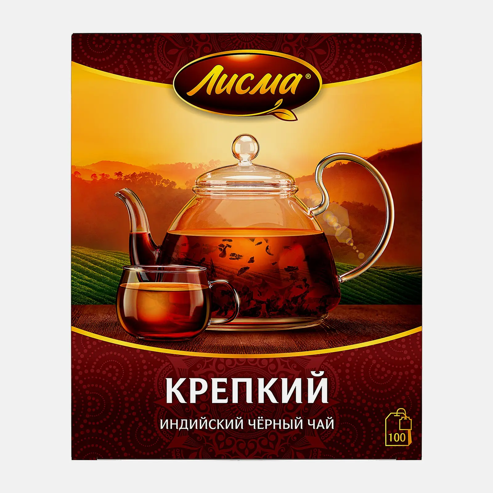 Изображение товара Чай черный Лисма Крепкий 100 пакетов идеально насыщенный