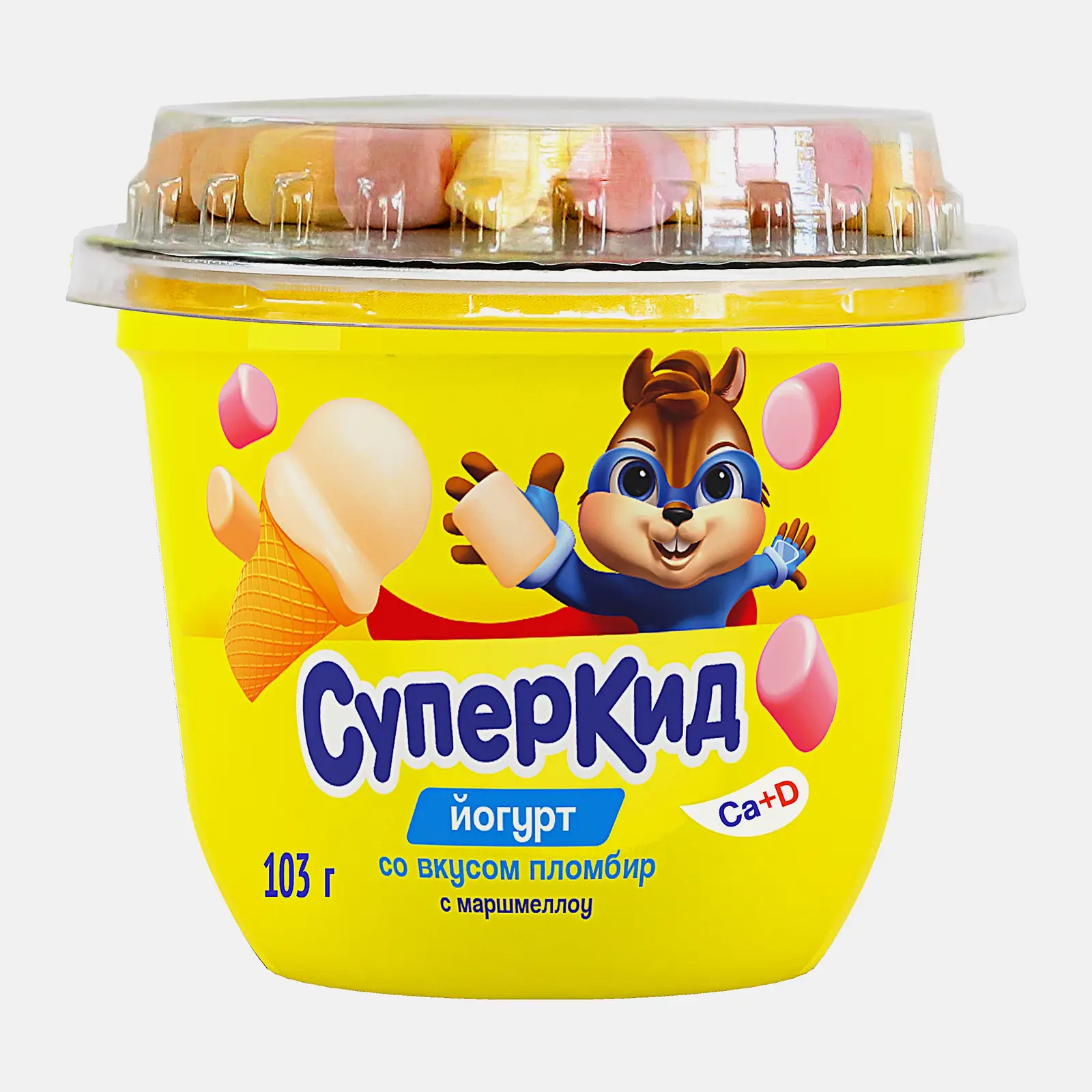 Изображение товара Йогурт Суперкид Пломбир с маршмеллоу 2% 103г