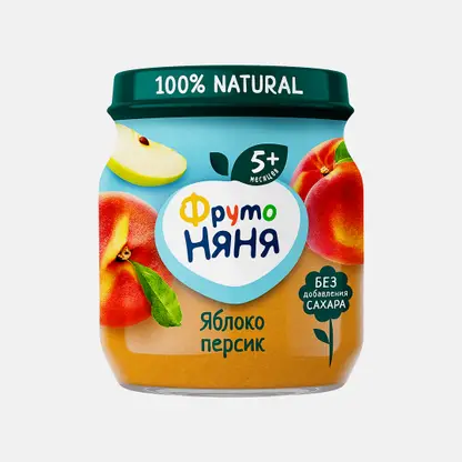 Пюре детское со вкусом Яблоко-персик с 5 месяцев Фрутоняня 100г