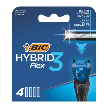 Изображение товара Сменные кассеты для мужской бритвы BIC Hybrid 3 Flex 3 подвижных лезвия 4шт