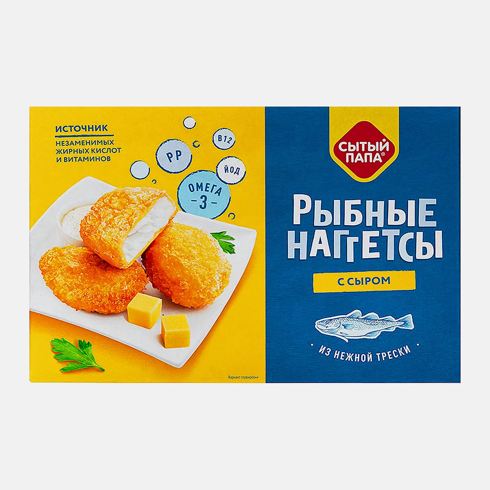 Изображение товара Наггетсы рыбные Сытый папа тресковые с сыром 250г