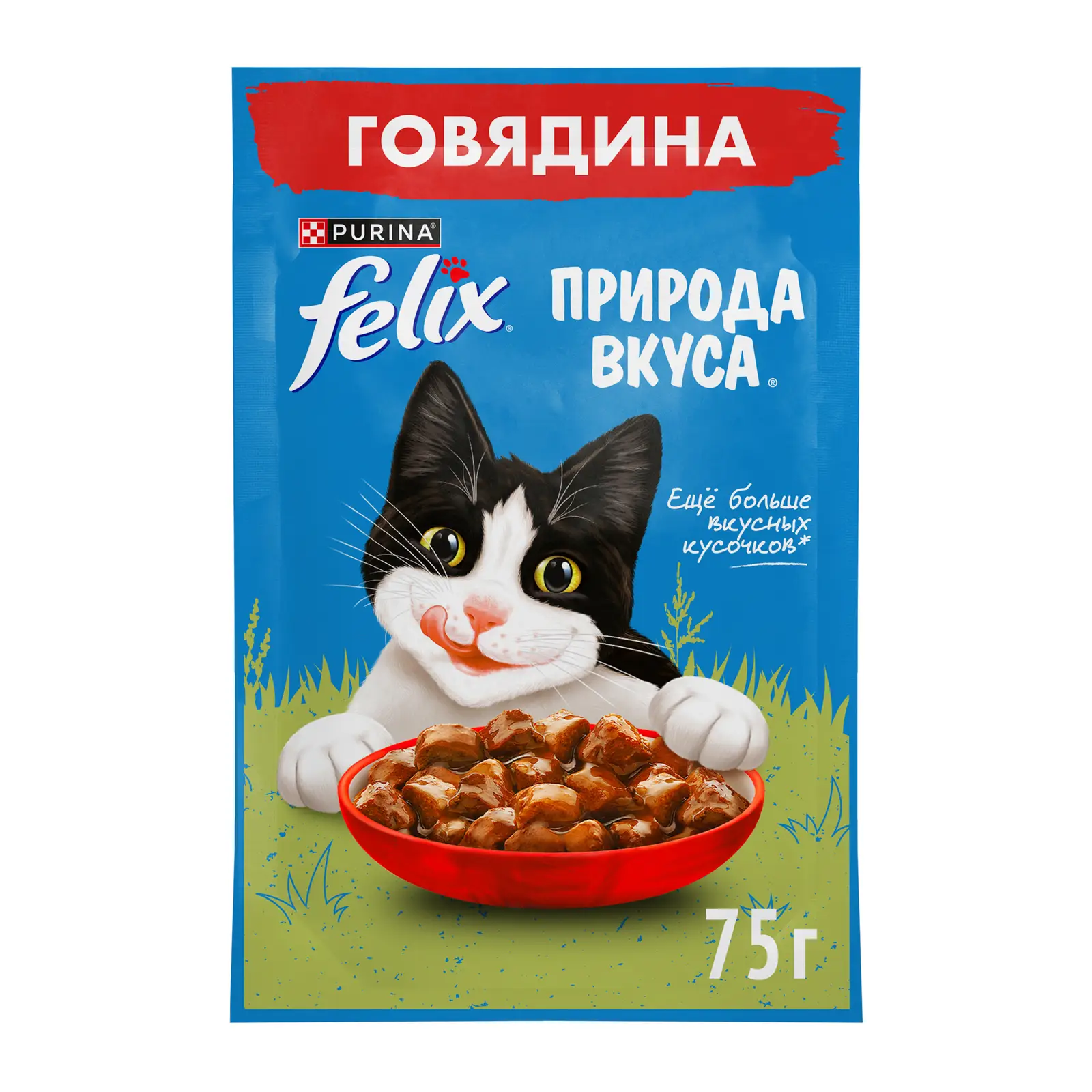 Влажный корм для кошек Felix Природа вкуса с говядиной в соусе 75г