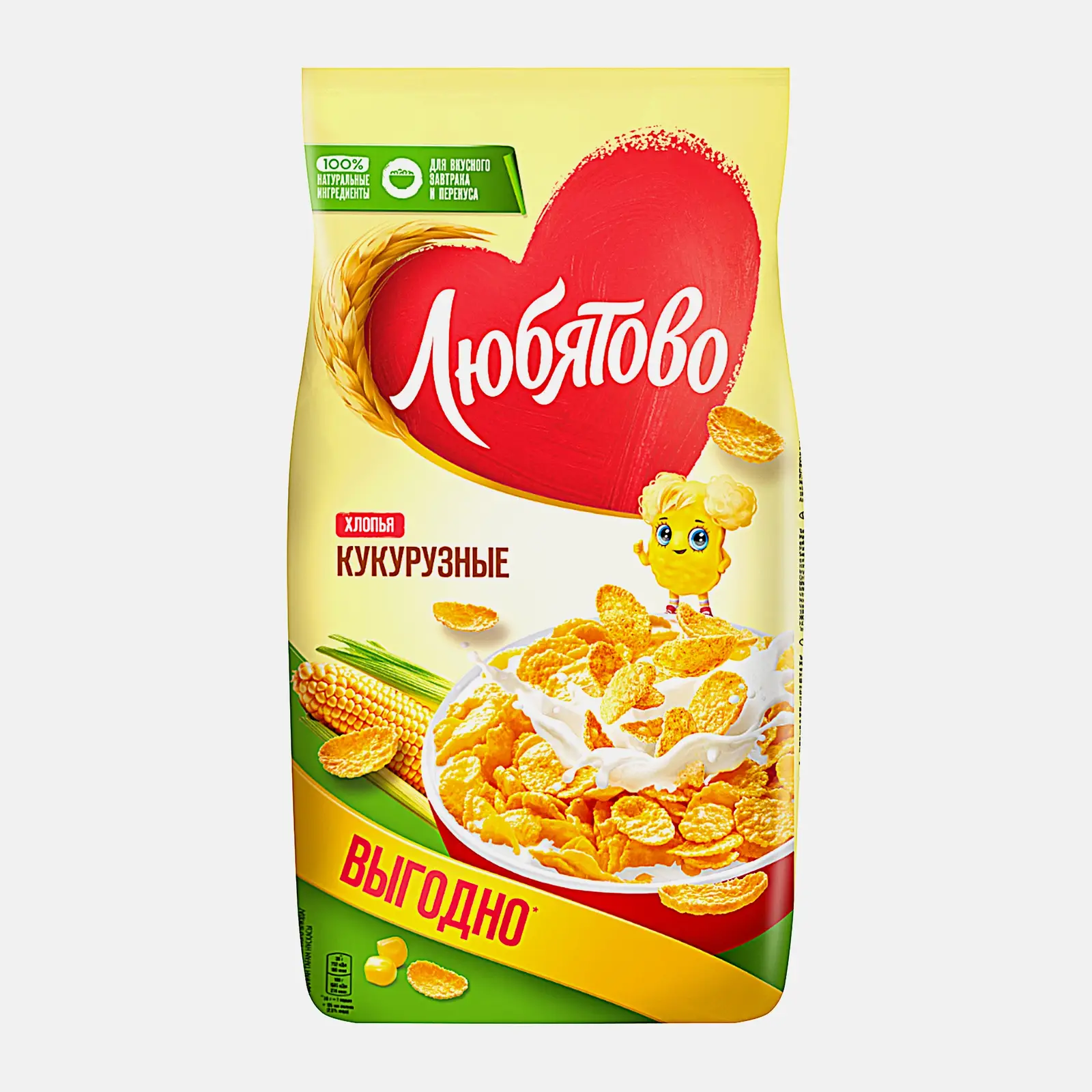 Изображение товара Кукурузные хлопья Любятово 600г вкусный и питательный завтрак