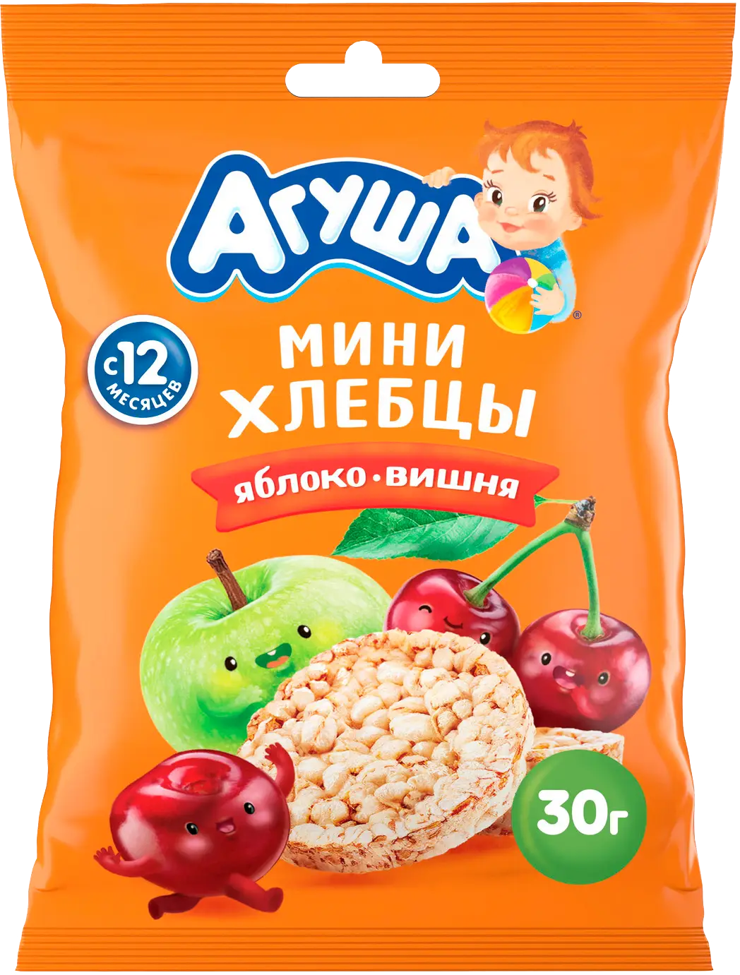 Хлебцы Агуша со злаками Яблоко вишня с 12 месяцев 30г — в каталоге на сайте  сети Магнит | Краснодар