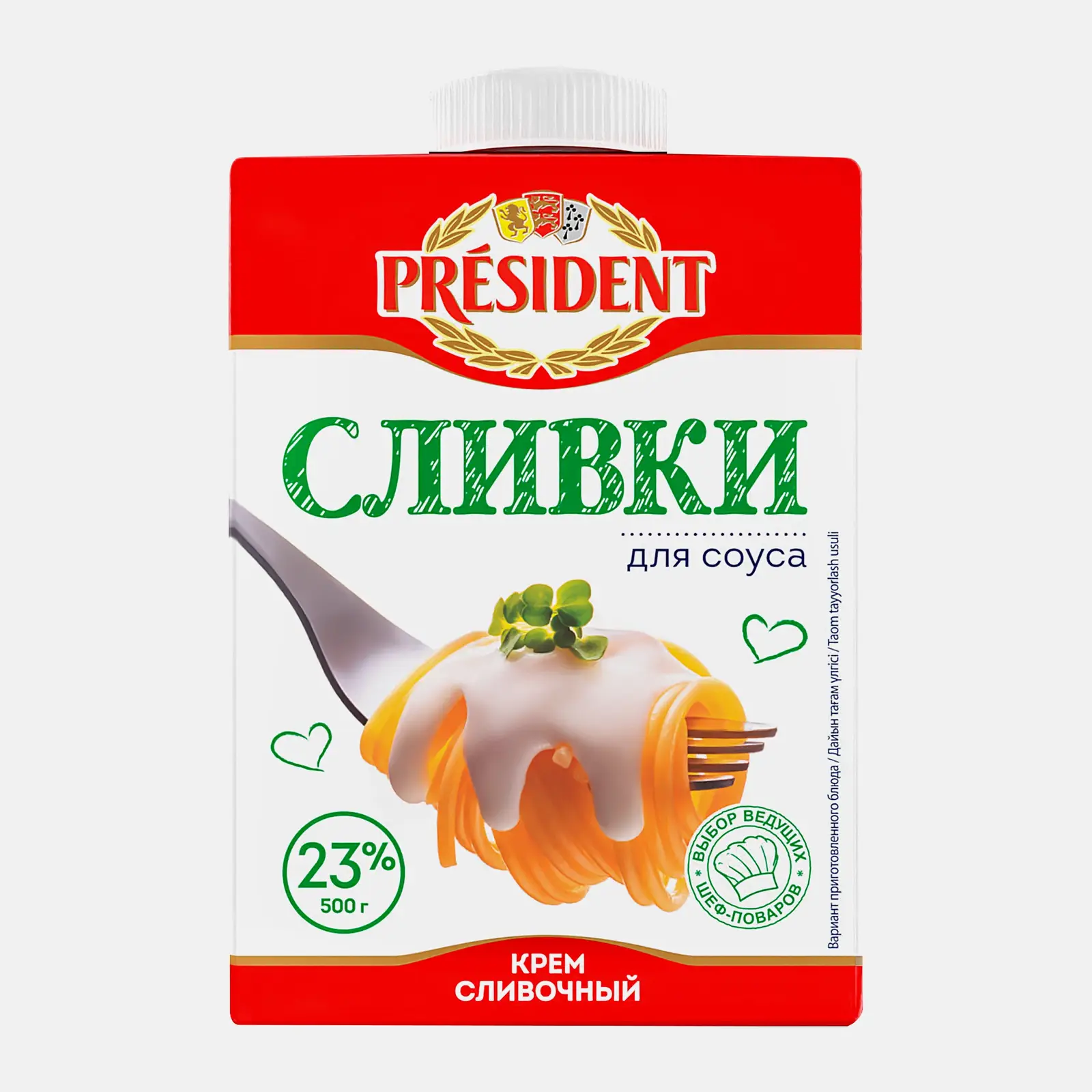 Крем сливочный President Сливки для соуса ультрапастеризованные 23% 500г Крем сливочный President Сливки для соуса ультрапастеризованные 23% 500г
