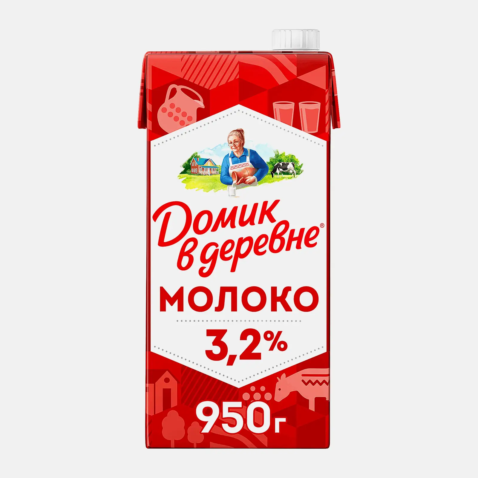 Изображение товара Молоко ультрапастеризованное 3.2% 950г Домик в деревне