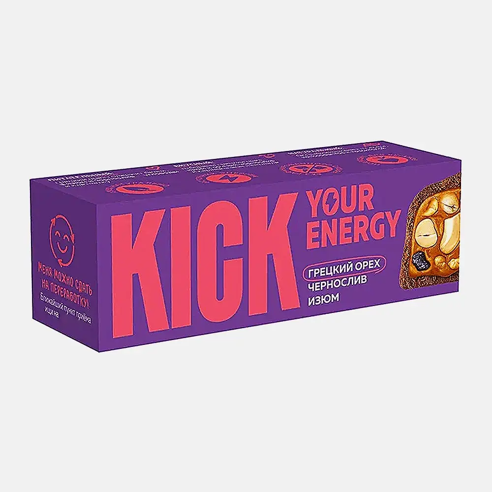Батончик с изюмом и черносливом в карамельном шоколаде Kick Your Energy 45г - фото 2 Батончик с изюмом и черносливом в карамельном шоколаде Kick Your Energy 45г - фото 2