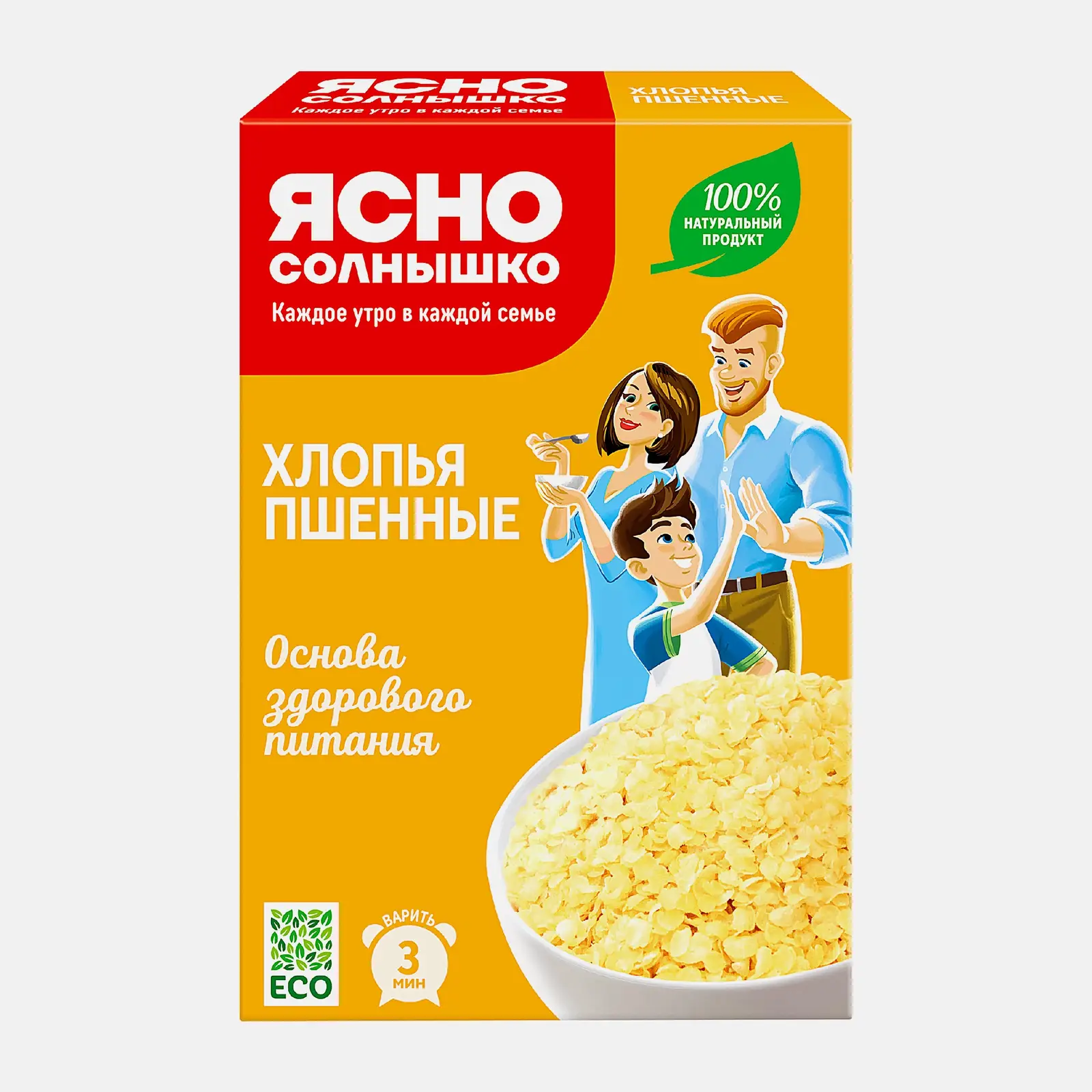 Изображение товара Хлопья пшенные Ясно Солнышко 375г - натуральный продукт для завтрака и гарнира