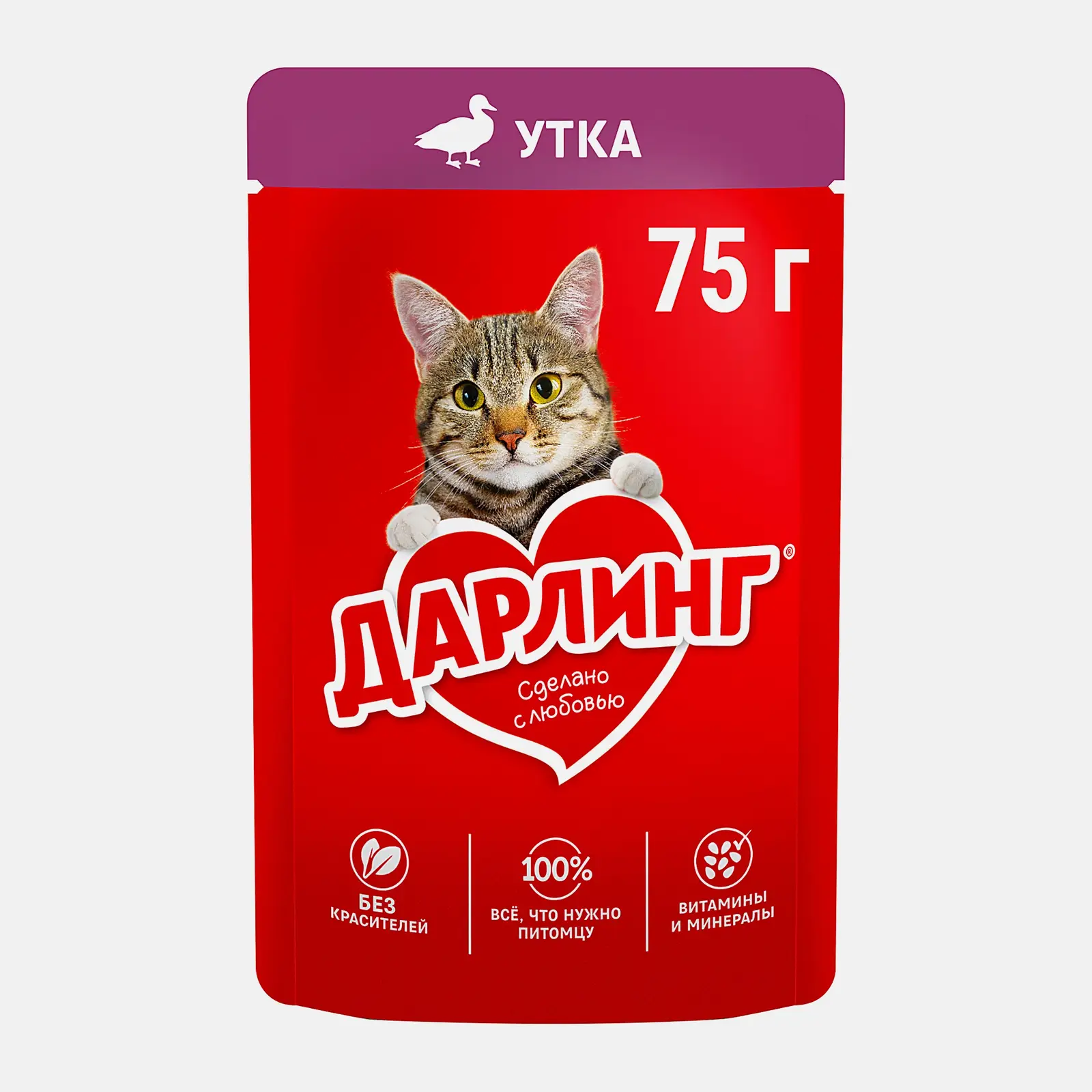 Влажный корм для кошек Дарлинг Утка в подливе 75г