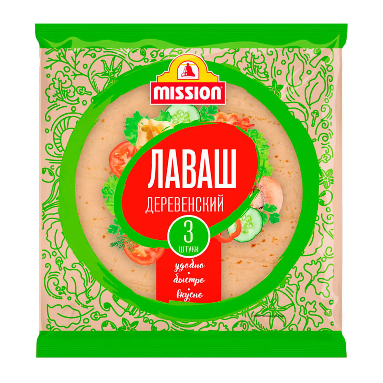 Изображение товара Деревенский лаваш Mission 270 г с солодом и натуральными ингредиентами