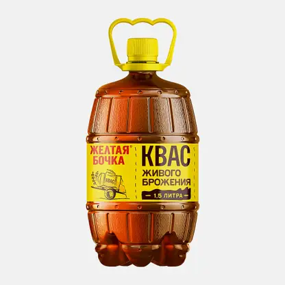 Квас Желтая Бочка светлый фильтрованный 1.5л