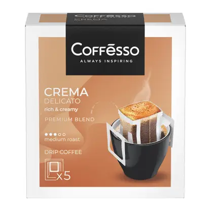 Изображение товара Кофе молотый Сoffesso Crema Delicato 5пак*9г Изображение товара Кофе молотый Сoffesso Crema Delicato 5пак*9г