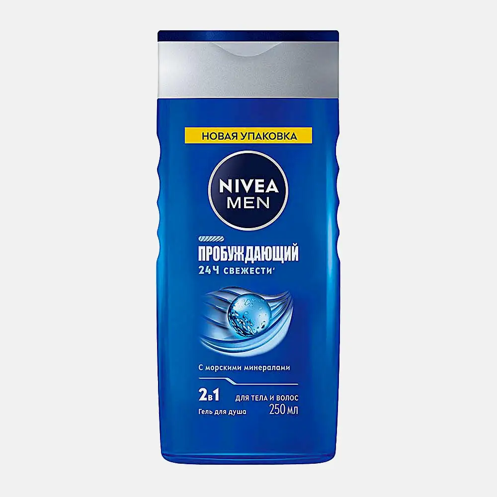 Гель для душа Пробуждающий 2в1 NIVEA Men 250мл