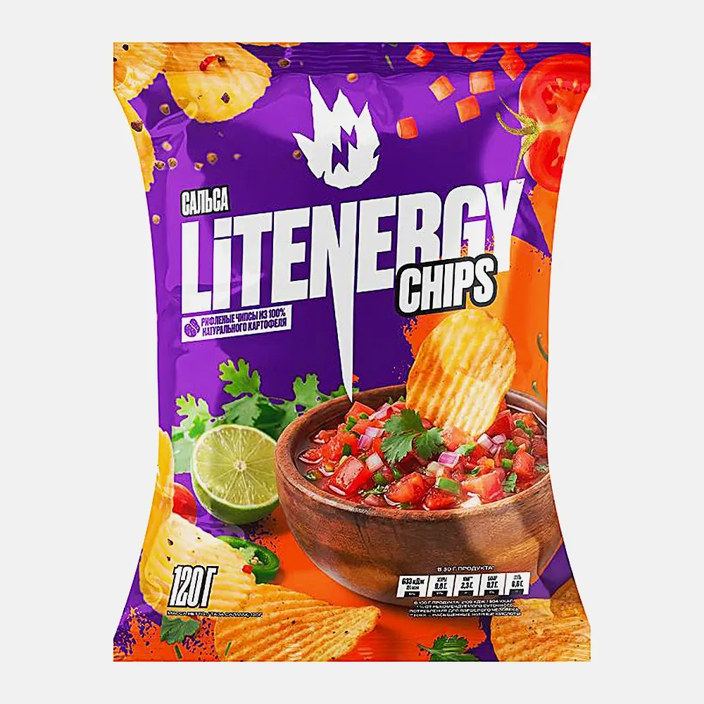 Чипсы рифленые Сальса Lit Energy 120г