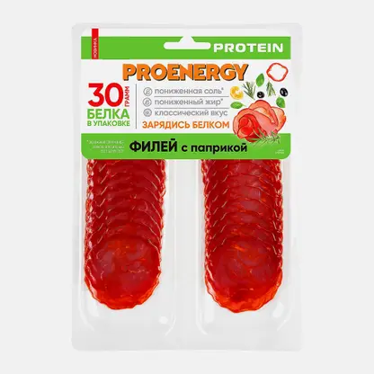 Филей из свинины с паприкой сырокопченая нарезка Proenergy 100г