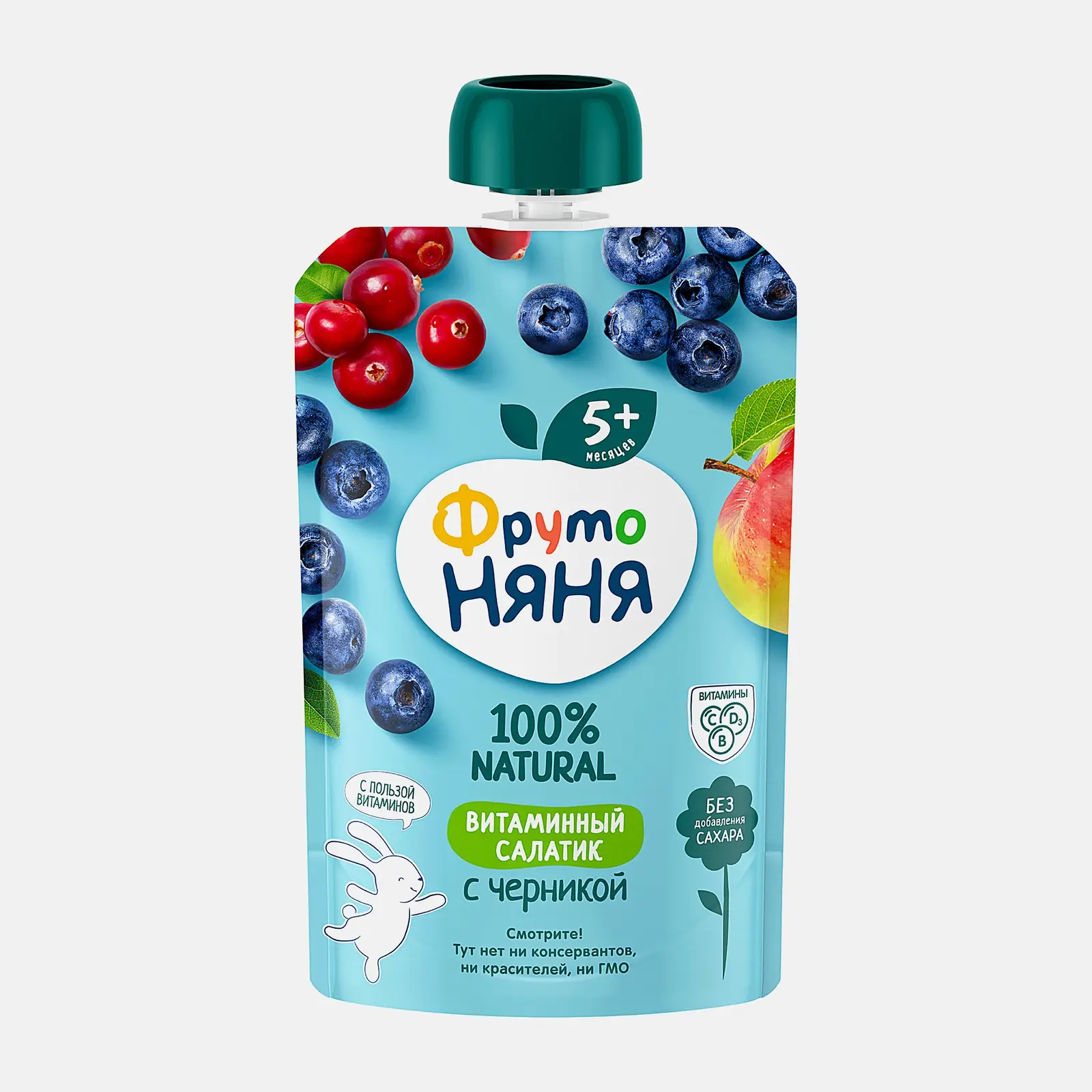 Изображение товара Фрутоняня Пюре яблоко черника брусника 90г для детей с 5 месяцев