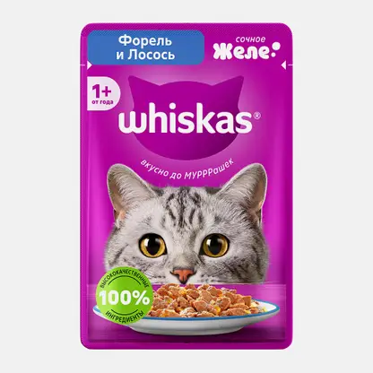 Корм для кошек в желе с форелью и лососем Whiskas 75г