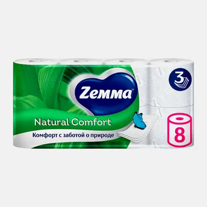 Туалетная бумага Natural Comfort Zemma 8 рулонов 3 слоя