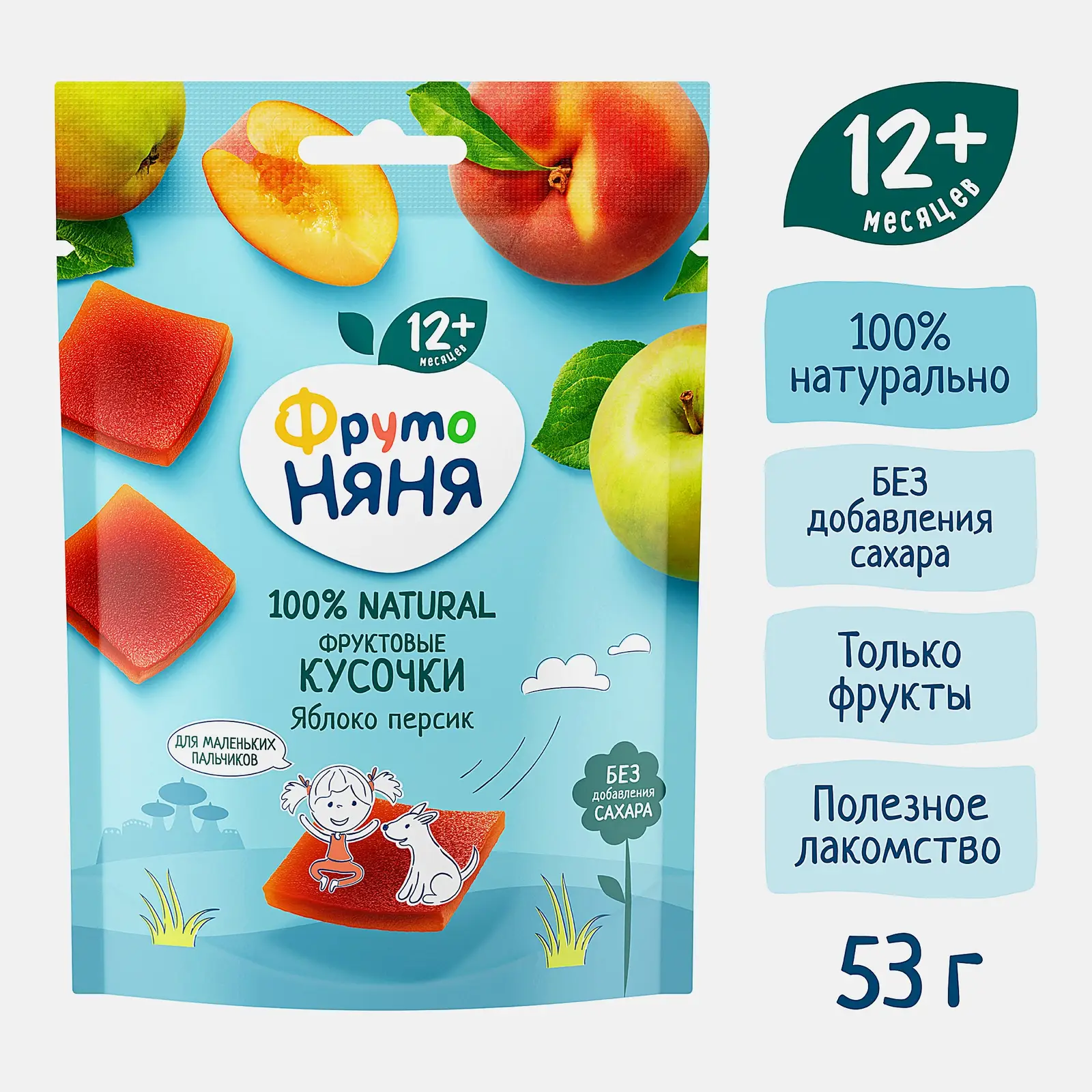 Фруктовые кусочки из яблока и персика Фрутоняня 53г