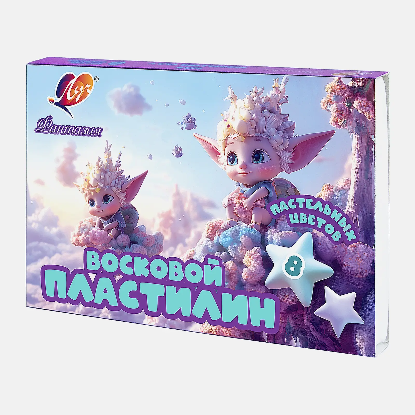 Пластилин Фантазия пастельный восковой 8 цветов 120г